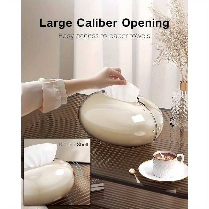 Luxury Beige Round Tissue Box Set with Decorative Lid - Modern Elegant Plastic Tissue Holder for Bathroom, Bedroom, Living Room, Desk - Durable & Hygienic Storage Organizer, Minimalist Home Decor in Beige & Black (Compatible with Standard Tissues),