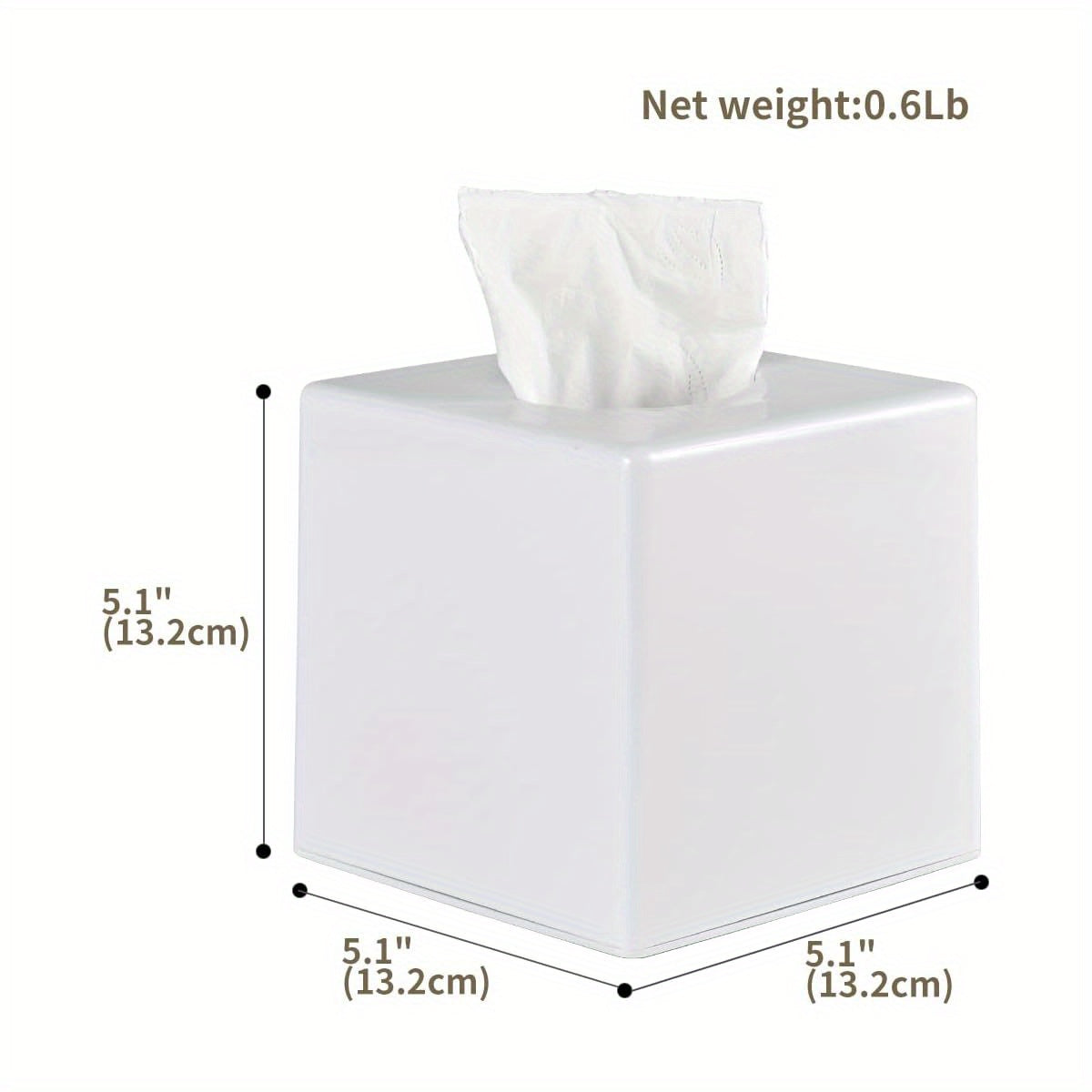 Modern Square Tissue Box Cover - Durable Plastic Bathroom & Home Decor Organizer for Vanity, Countertop, Dresser, Nightstand, Office - White, Bathroom Organizers And Storage, Minimalist Design, Smooth Finish, Quality Materials