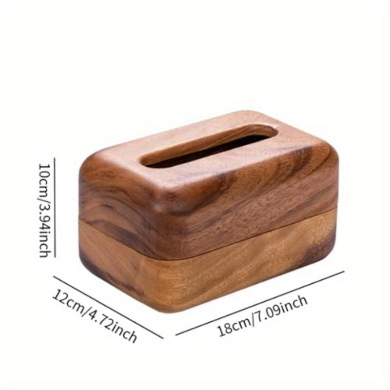 Elegant Wooden Tissue Box Cover with Handle - Round Napkin Dispenser for Home, Nightstand, or Restaurant Decor, Natural Wood Finish, Perfect for Living Room or Bathroom, Bathroom Organizer | Elegant Design | Smooth Finish, Bathroom Decor And Accessories