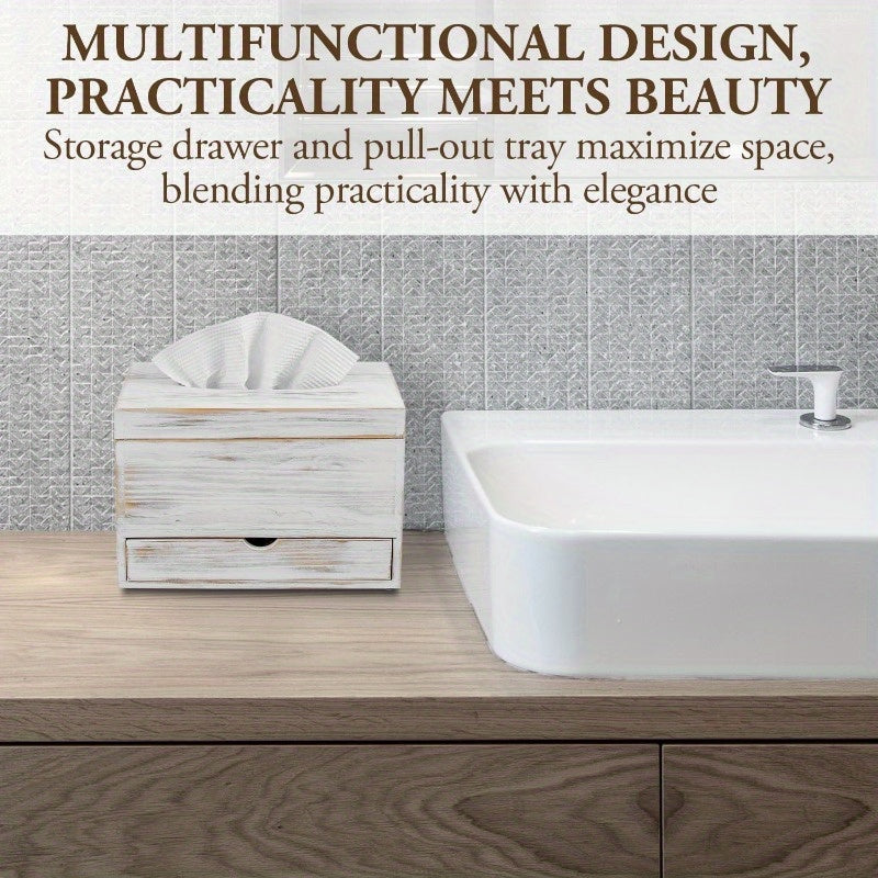 Contemporary Transparent Acrylic Tissue Holder Featuring a Pull-Out Drawer, Ideal for Storing Makeup, Cosmetics, And Bathroom Accessories on Your Vanity Countertop., Round Tissue Box Holder, Tissue Boxes for Bathroom, Small Tissue Box, Bathroom Tissue