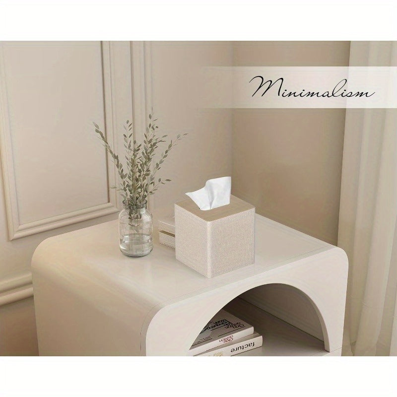 2-Pack Square Tissue Box Cover with Magnetic Closure - Beige/, High Quality Bathroom & Living Room Decor, Fits Standard Tissues, for Home, Office, or Gift, Home Decor Accessory, Elegant Home Accessory, Refined Texture, Functional Decor Item, Interior