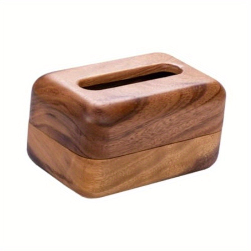 Elegant Wooden Tissue Box Cover with Handle - Round Napkin Dispenser for Home, Nightstand, or Restaurant Decor, Natural Wood Finish, Perfect for Living Room or Bathroom, Bathroom Organizer | Elegant Design | Smooth Finish, Bathroom Decor And Accessories