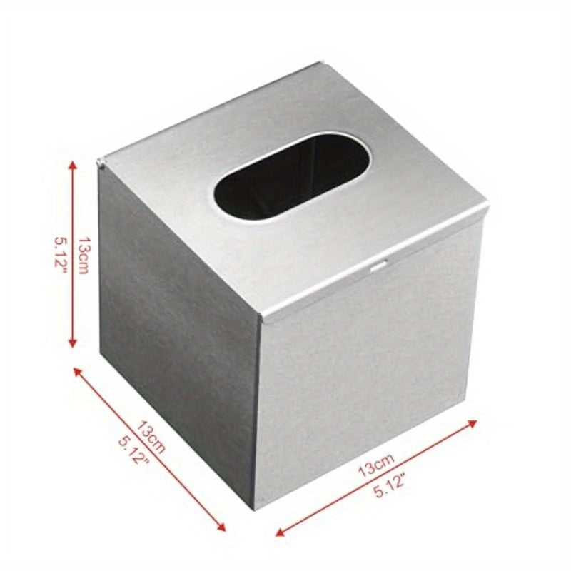 Modern Square Tissue Box Cover - Brushed Nickel Finish, Decorative Napkin Holder for Bathroom, Bedroom, Office, or Desk - 5x5x5 Inch Glass Tissue Cube Box with Open-Top Design, Bathroom Decor And Accessories, Bedroom Accessory, Contemporary Decor, Sleek
