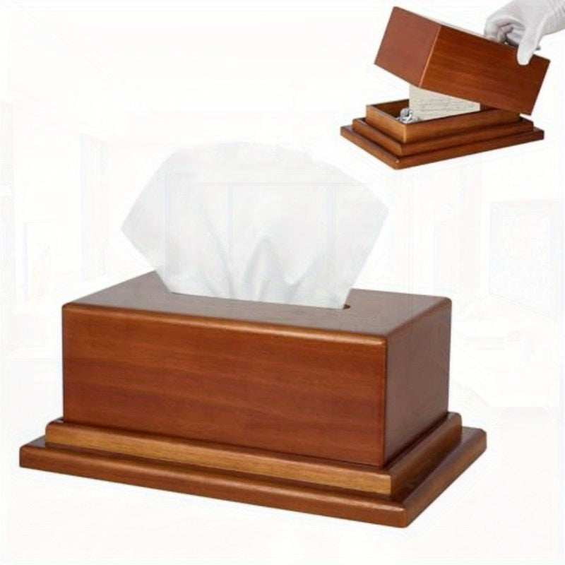 Wooden Tissue Box Cover with Hidden Compartment - Decorative Facial Cube Design, Multi-Functional Storage for Bathroom, Office, Nightstands - Elegant Wooden Tissue Holder with Secret Storage, Bathroom Organizers And Storage, Nightstand Organizer, Modern