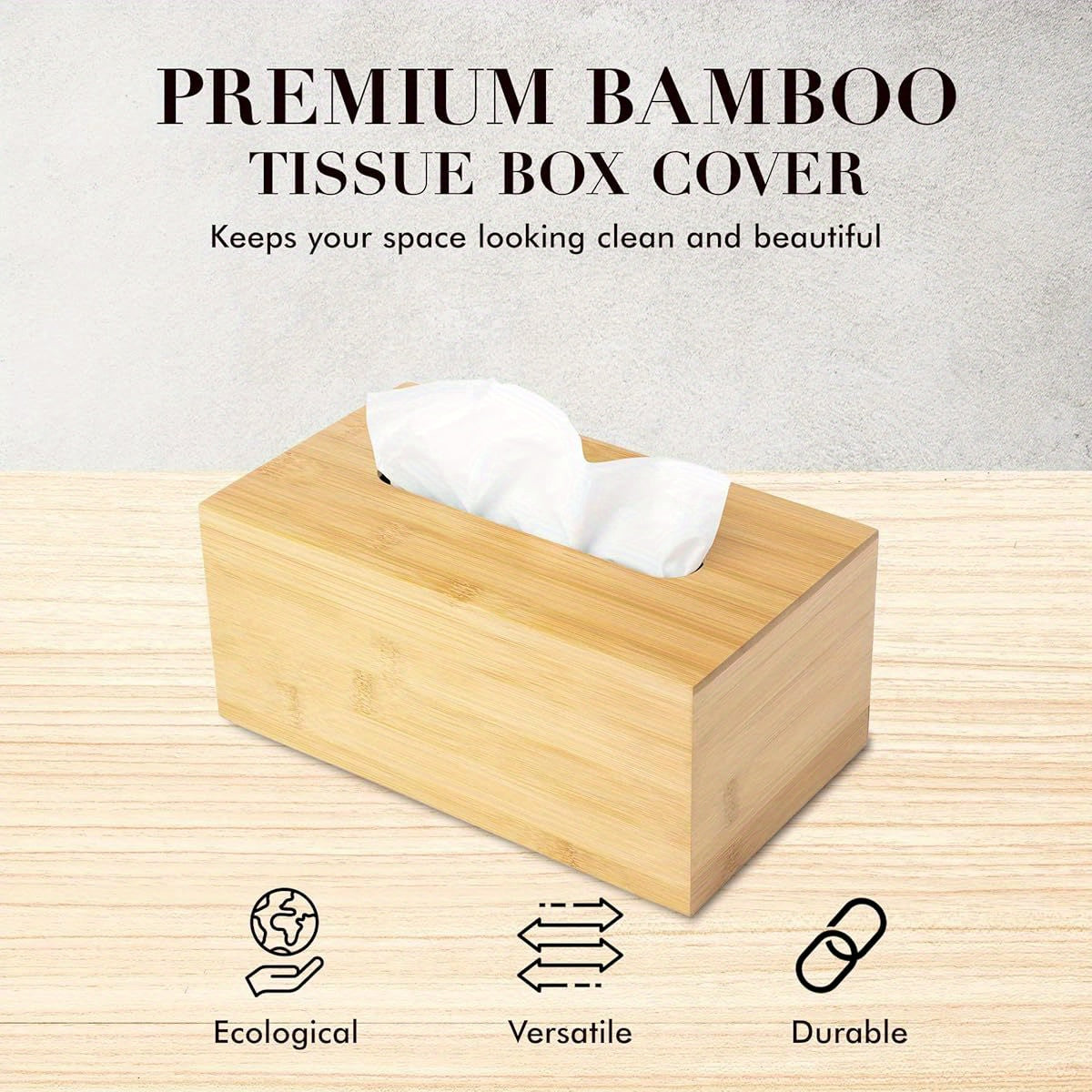 Design Tissue Box Holder - Modern, Minimalist, and Durable Wooden Tissue Box with Sliding Bottom, Easy- Refill - Premium- Quality Bamboo Tissue Box Cover, Fits 184- Count Box, Rectangular, Pack of 2