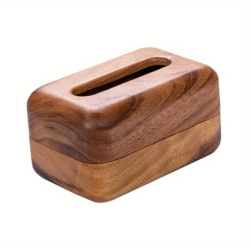 Elegant Wooden Tissue Box Cover with Handle - Round Napkin Dispenser for Home, Nightstand, or Restaurant Decor, Natural Wood Finish, Perfect for Living Room or Bathroom, Bathroom Organizer | Elegant Design | Smooth Finish, Bathroom Decor And Accessories
