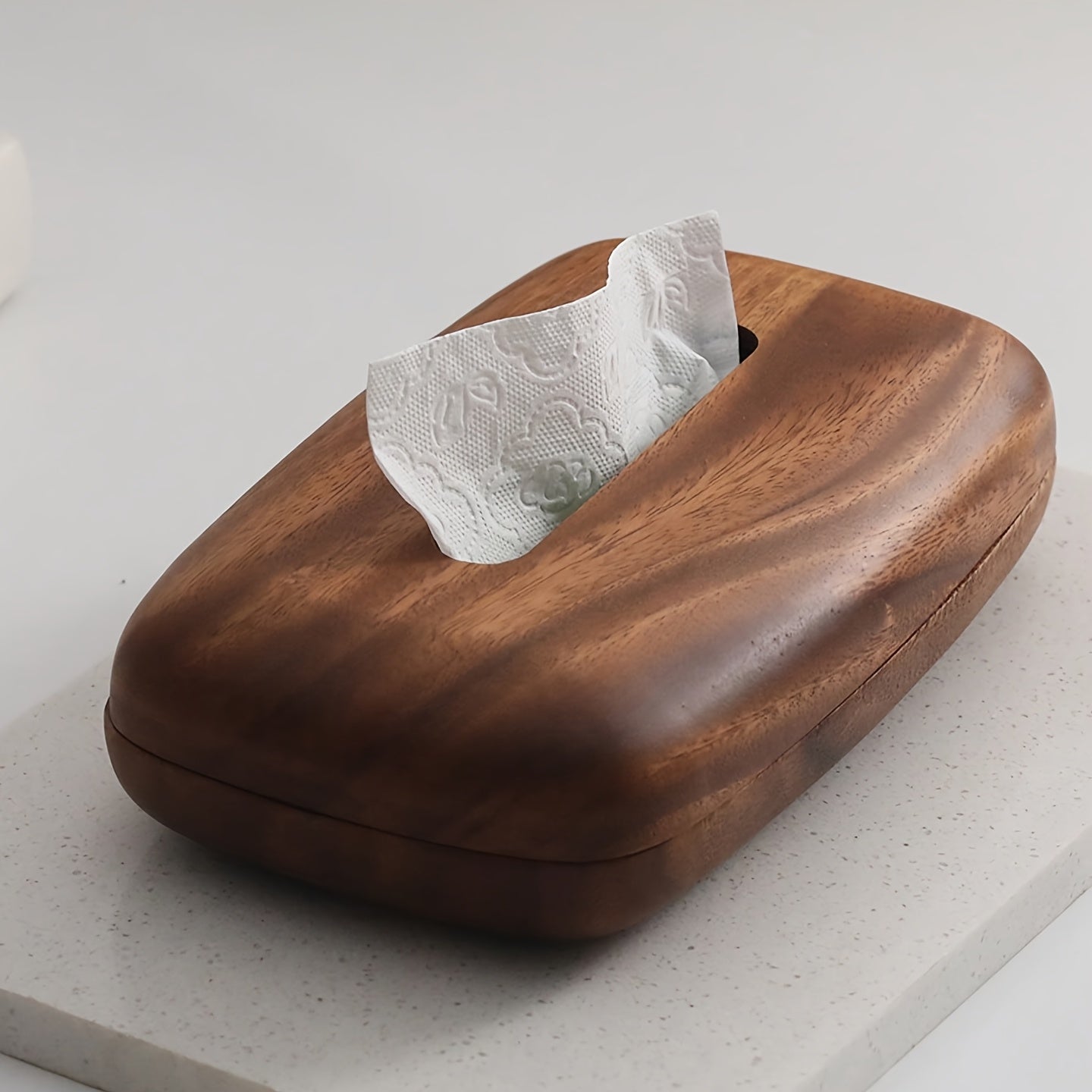 LEEAN Walnut Tissue Box Holder - Modern Minimalist Rectangular Design with Easy-Refill Sliding Lid, Recycled Walnut Wood & Polished Finish - Vintage Decorative Storage for Bathroom, Office, Nightstand, Tabletop - Durable & Space-Saving Organizer