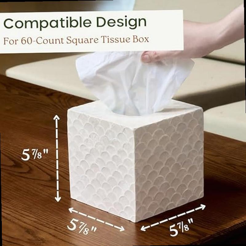 5 9 Capiz Tissue Box Cover Square Decorative Tissue Holder with Bottom Slider Handmade Bathroom Accessories Elegant White Cube for Vanity Bedroom Office Coastal D cor Natural