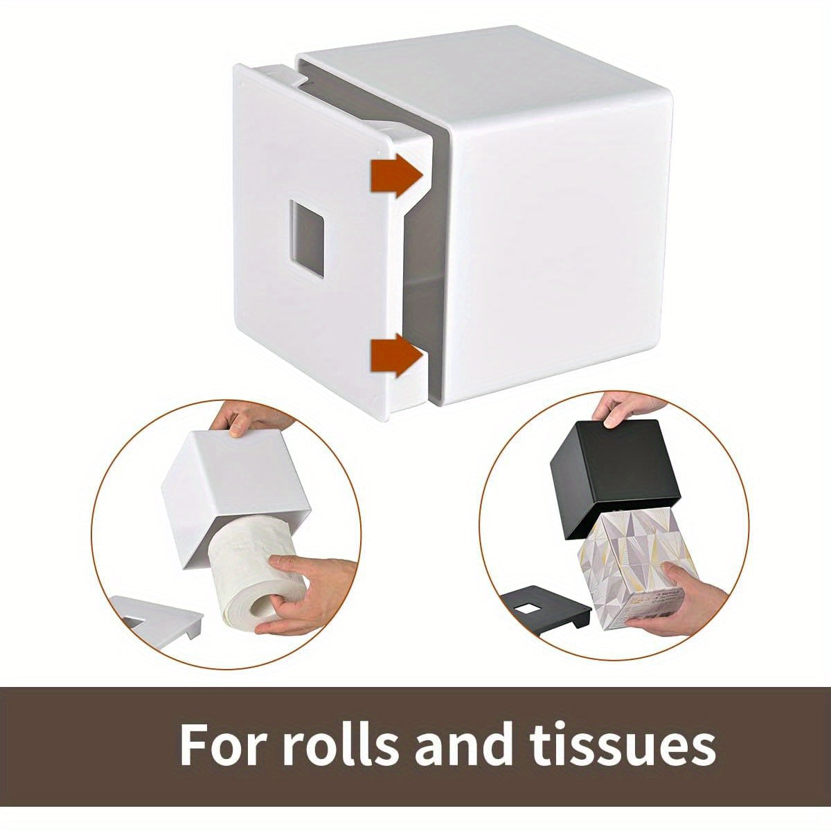 Modern Square Tissue Box Cover - Durable Plastic Bathroom & Home Decor Organizer for Vanity, Countertop, Dresser, Nightstand, Office - White, Bathroom Organizers And Storage, Minimalist Design, Smooth Finish, Quality Materials