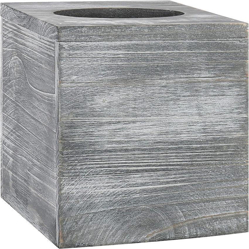 MyGift Rustic Graywashed Wood Tissue Box Holder Cover - Farmhouse Bathroom Decor with Slide-Out Refill Panel, Decorative Toilet Paper Organizer, Fits Standard Tissues, Durable Wood Construction for Home or Commercial Use, Space-Saving Design (Graywash