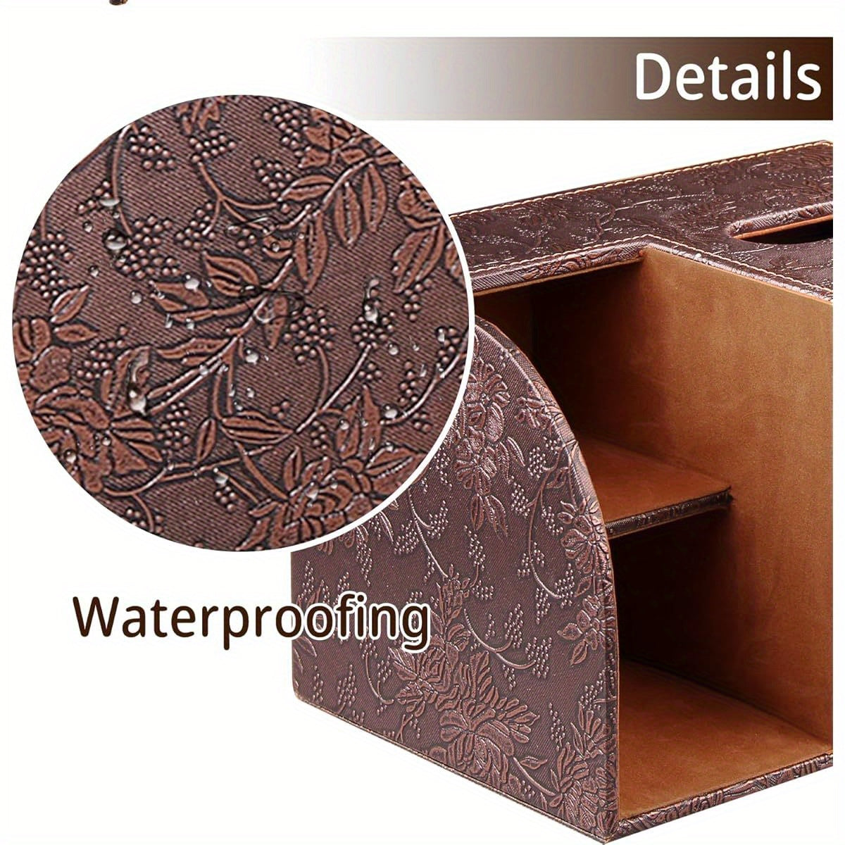 Modern Faux Leather Tissue Box Cover with Storage Tray – Stylish Facial Paper Organizer for Bathroom, Vanity, or Nightstand, Includes Remote Control Holder and Perfume Bottle, Bathroom Organizers And Storage
