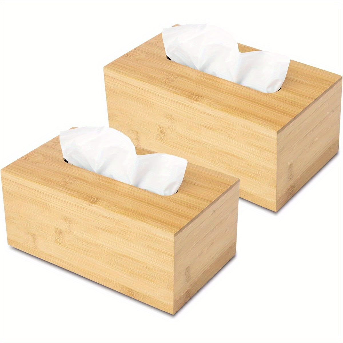 Design Tissue Box Holder - Modern, Minimalist, and Durable Wooden Tissue Box with Sliding Bottom, Easy- Refill - Premium- Quality Bamboo Tissue Box Cover, Fits 184- Count Box, Rectangular, Pack of 2