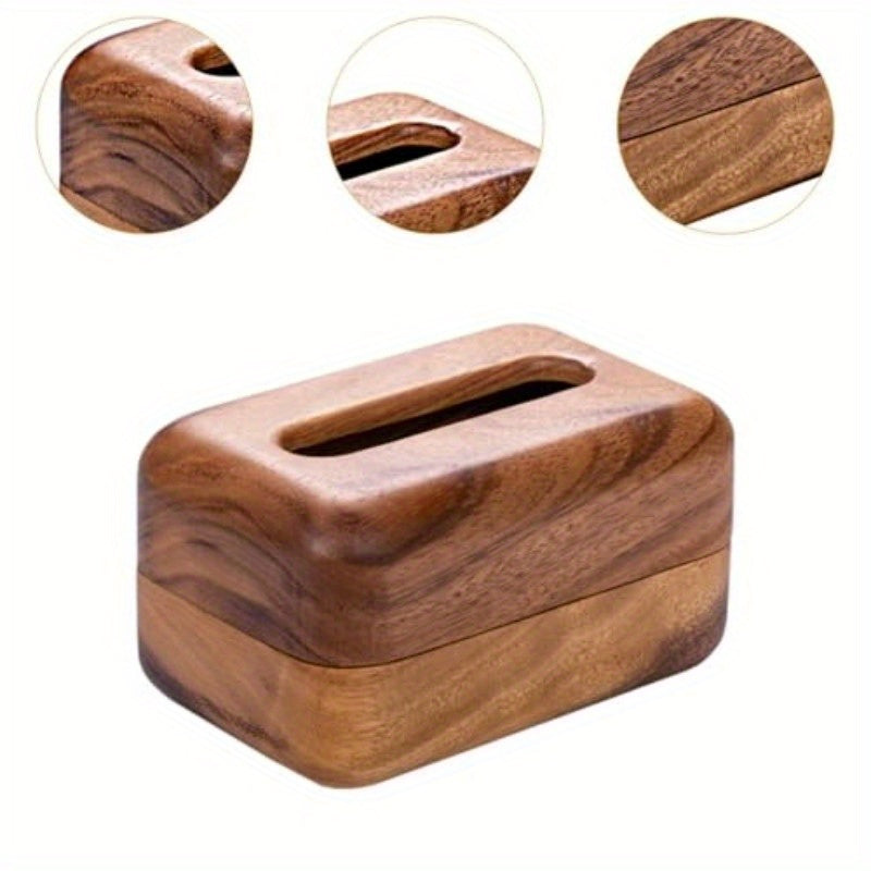 Elegant Wooden Tissue Box Cover with Handle - Round Napkin Dispenser for Home, Nightstand, or Restaurant Decor, Natural Wood Finish, Perfect for Living Room or Bathroom, Bathroom Organizer | Elegant Design | Smooth Finish, Bathroom Decor And Accessories