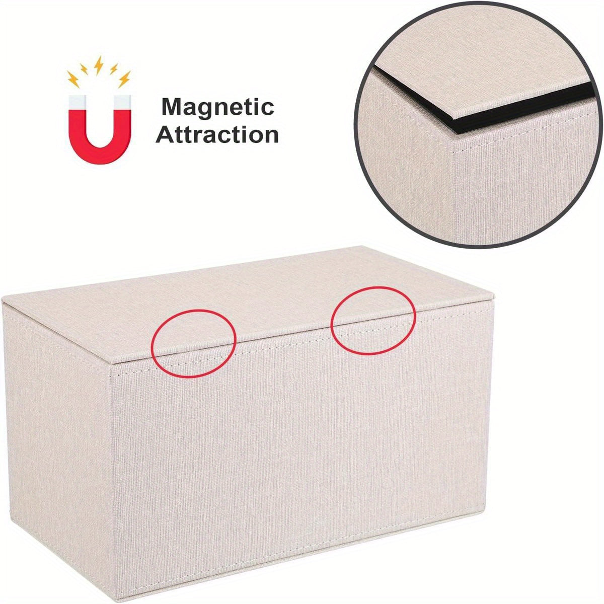 Sumnacon Large Rectangular Tissue Box Cover with Magnetic Closure - Beige & MDF Construction, Decorative Storage Holder with Rounded Corners & Sturdy Frame for Bathroom, Living Room, Office, Car - Fits Large /Kitchen Tissues, Space-Saving Design, Durable