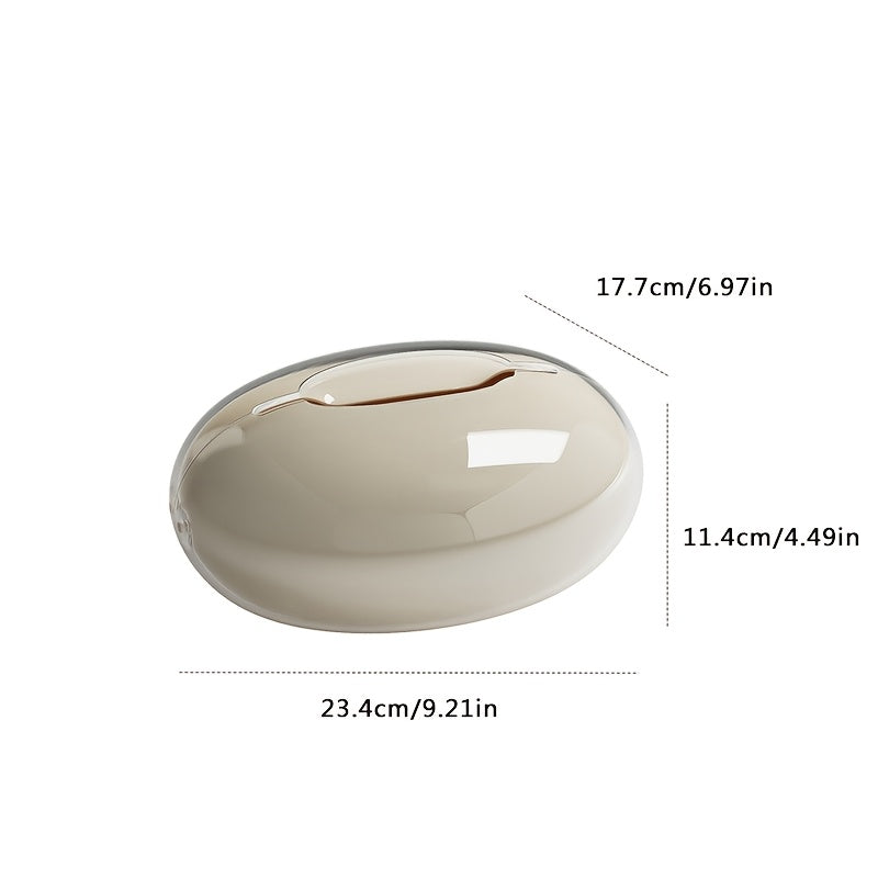 Luxury Beige Round Tissue Box Set with Decorative Lid - Modern Elegant Plastic Tissue Holder for Bathroom, Bedroom, Living Room, Desk - Durable & Hygienic Storage Organizer, Minimalist Home Decor in Beige & Black (Compatible with Standard Tissues),