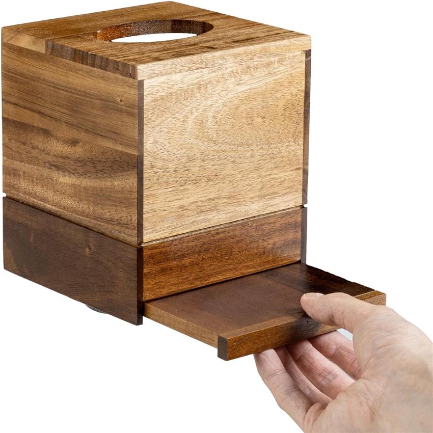 MyGift Rustic Graywashed Wood Tissue Box Holder Cover - Farmhouse Bathroom Decor with Slide-Out Refill Panel, Decorative Toilet Paper Organizer, Fits Standard Tissues, Durable Wood Construction for Home or Commercial Use, Space-Saving Design (Graywash