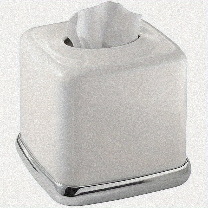 York Lyra Bathroom Tissue Box Holder - Vanity Organizer with, No Tools Needed, Modern Minimalist design, Compatible with Facial Tissues - White (5.75x5.75x5.5 Inches) - Bathroom Countertop Decor, Home Organization, Contemporary Style, Highquality