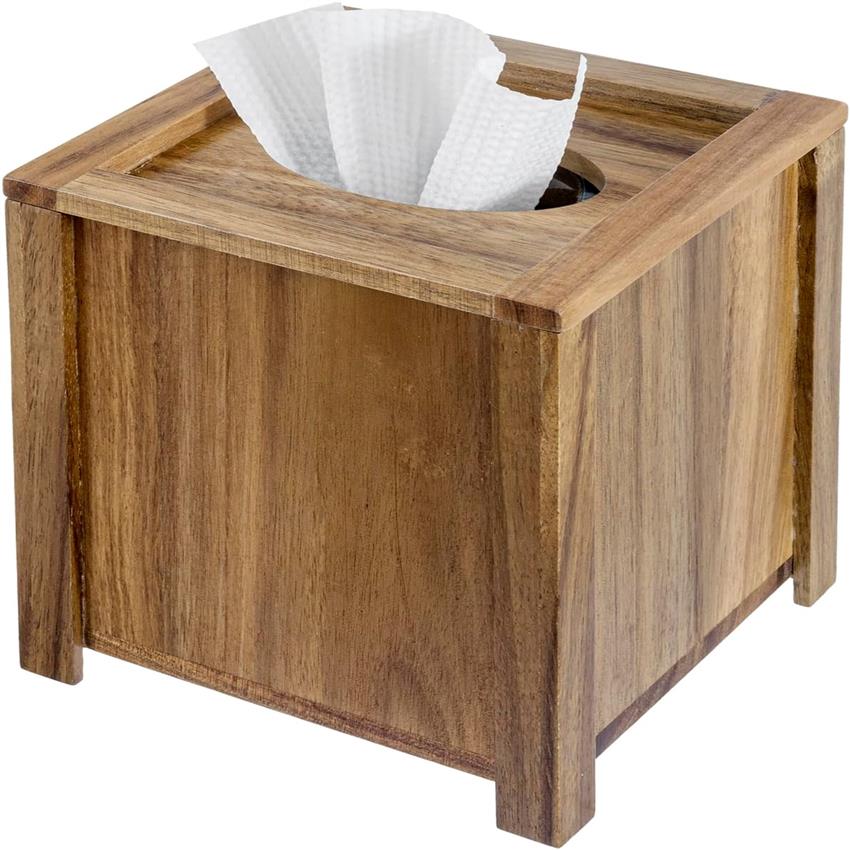 MyGift Rustic Graywashed Wood Tissue Box Holder Cover - Farmhouse Bathroom Decor with Slide-Out Refill Panel, Decorative Toilet Paper Organizer, Fits Standard Tissues, Durable Wood Construction for Home or Commercial Use, Space-Saving Design (Graywash