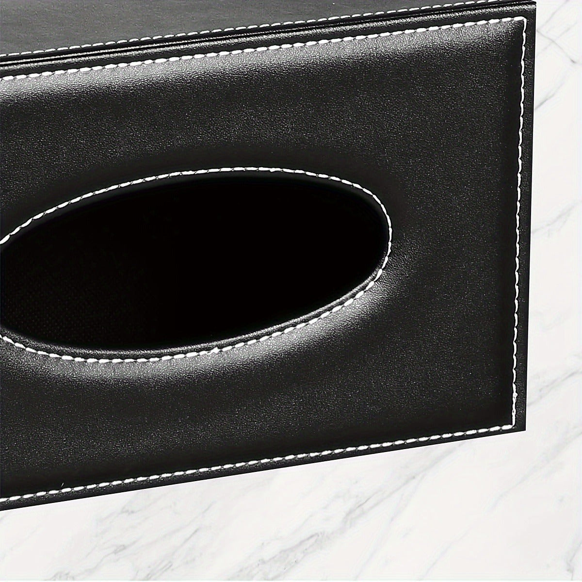 1pc Multi-Functional Artificial Leather Tissue Box Holder with 4 Compartments – Black Rectangular Storage Organizer for Living Room, Bedroom, Desk, and Hotel Use, Tissue Holder for Living Room, Hotel Room Essentials, Textured Surface, Durable Plastic